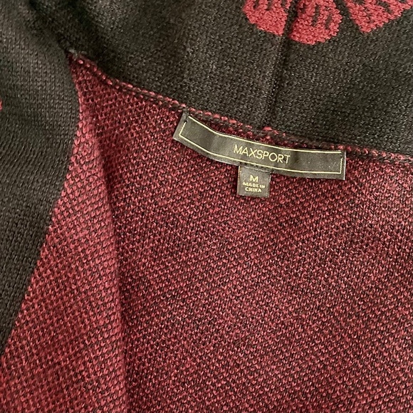 MAXSPORT Black Red Floral Duster Cardigan Sweater Wool Max Sport Knitwear Medium - Picture 9 of 11